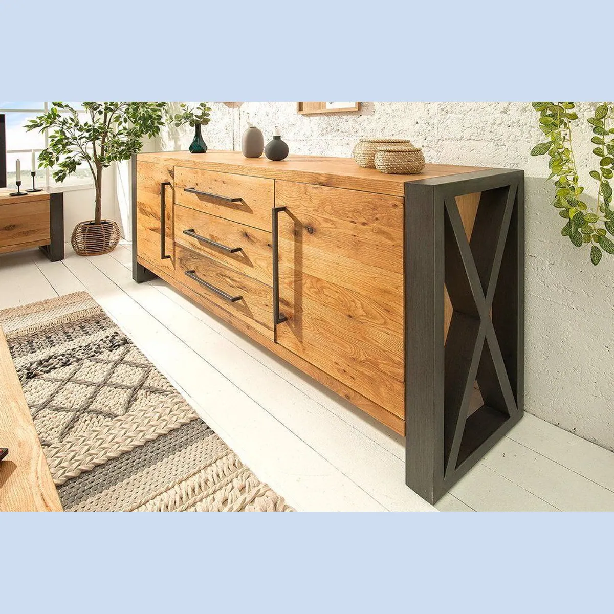 riess-ambiente Sideboard THOR 200cm, Massivholz, Wildeiche, Industrial Flair 3