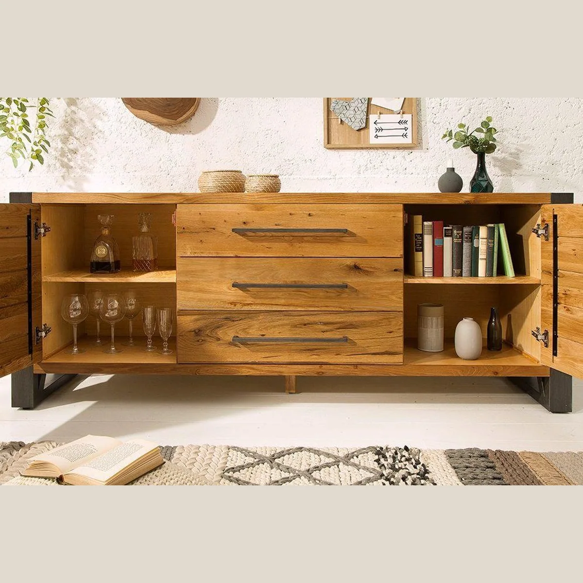 riess-ambiente Sideboard THOR 200cm, Massivholz, Wildeiche, Industrial Flair 5