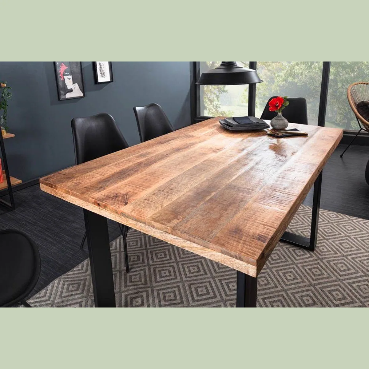 riess-ambiente Esstisch IRON CRAFT, Mangoholzplatte, Eisenkufen, für bis zu 6 Personen