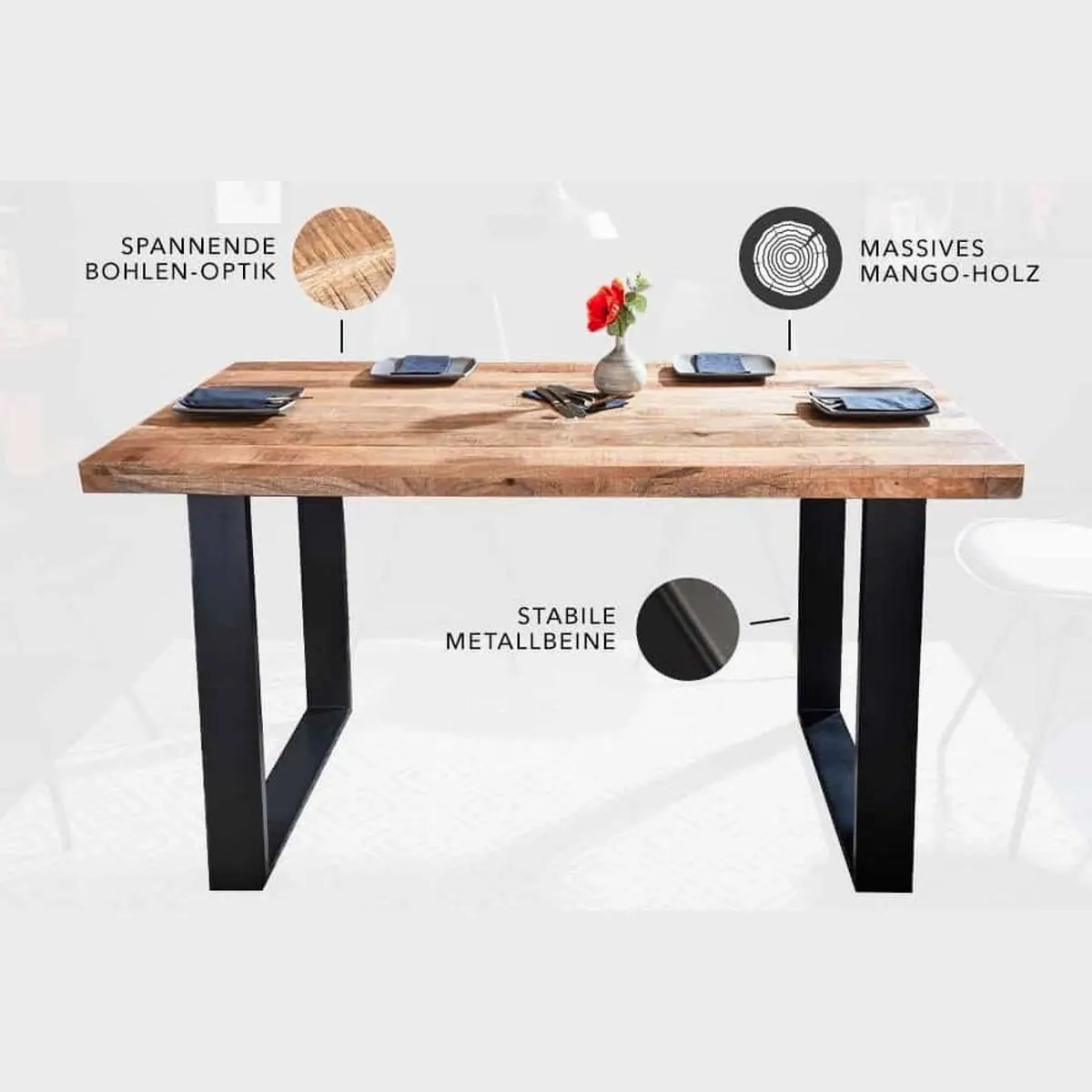 riess-ambiente Esstisch IRON CRAFT, Mangoholzplatte, Eisenkufen, für bis zu 6 Personen 4