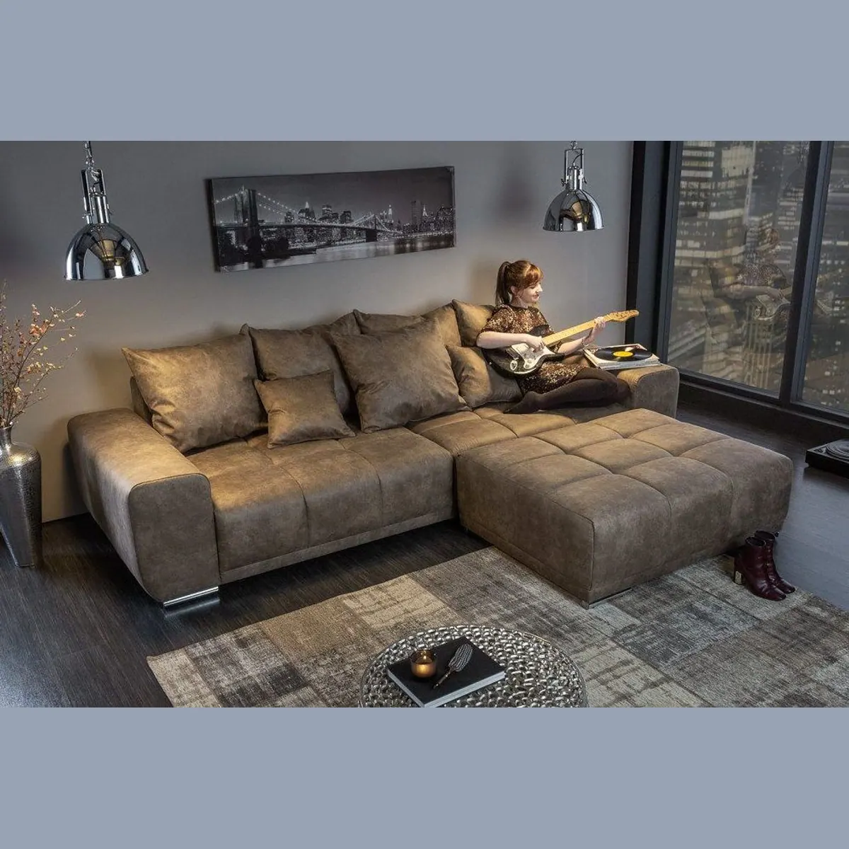 riess-ambiente XXL Sofa ELEGANCIA, taupe, elegantes Design, hoher Sitzkomfort, inkl. Kissen 3
