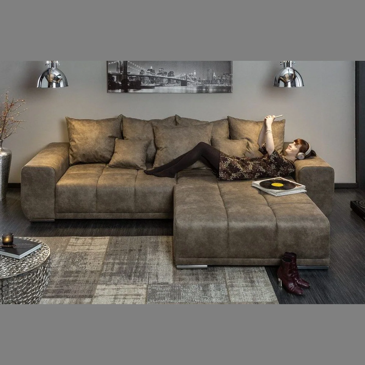 riess-ambiente XXL Sofa ELEGANCIA, taupe, elegantes Design, hoher Sitzkomfort, inkl. Kissen 5