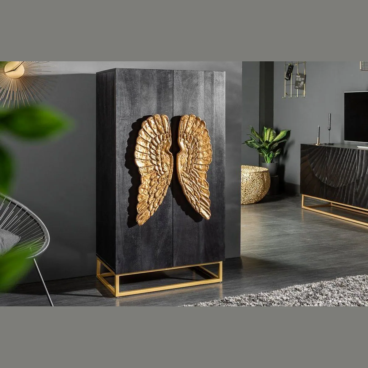 riess-ambiente Highboard ANGEL 140cm, elegantes Design mit goldenen Akzenten