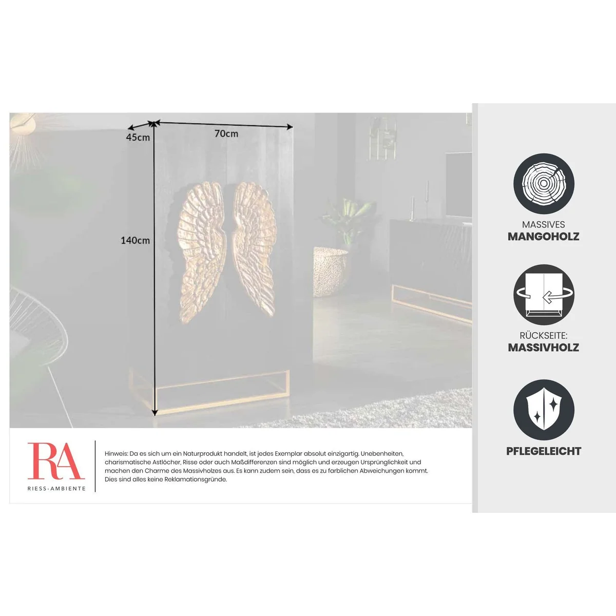 riess-ambiente Highboard ANGEL 140cm, elegantes Design mit goldenen Akzenten 4