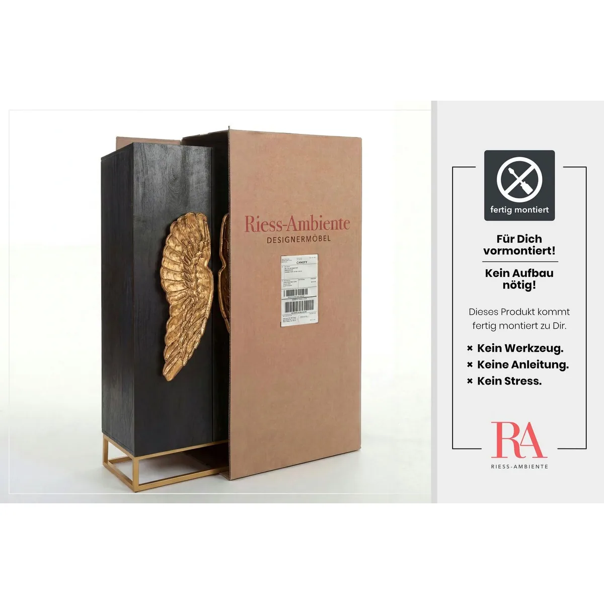 riess-ambiente Highboard ANGEL 140cm, elegantes Design mit goldenen Akzenten 5