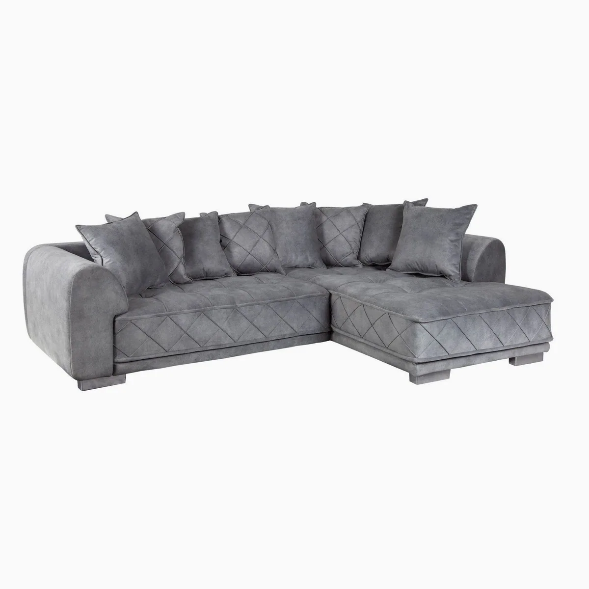 riess-ambiente Big-Sofa DECADENCIA, silbergrau Samt, 8 Kissen, variable Ottomane 2