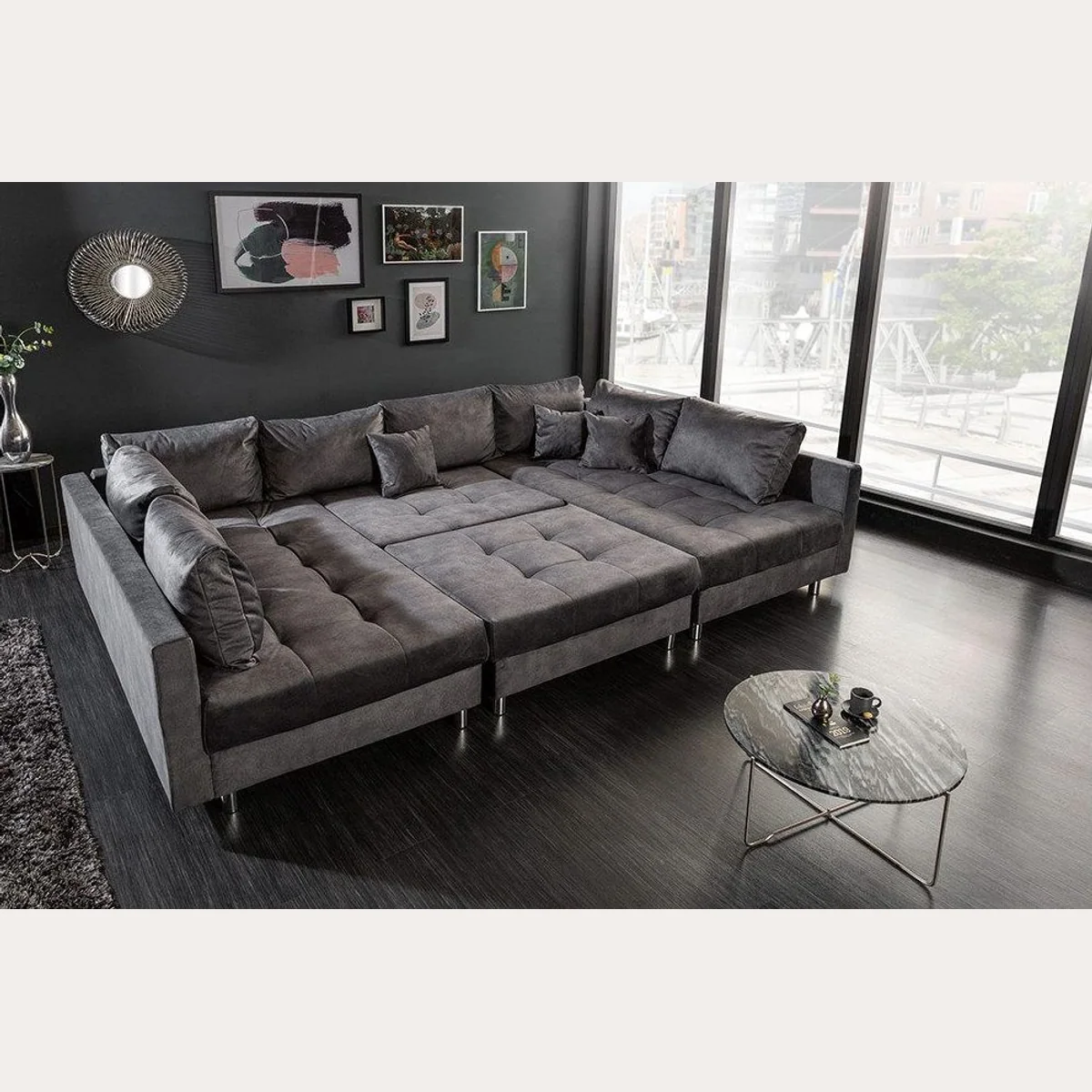 riess-ambiente Wohnlandschaft KENT, U-Form, Samt, inkl. Kissen & Hocker 3