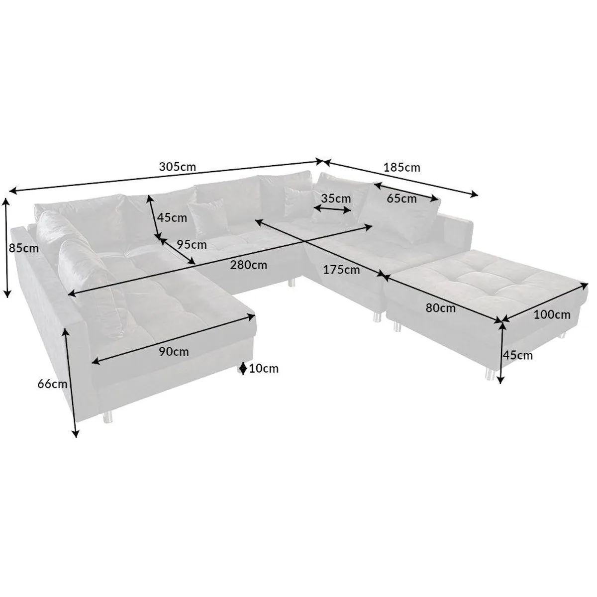 riess-ambiente Wohnlandschaft KENT, U-Form, Samt, inkl. Kissen & Hocker 5