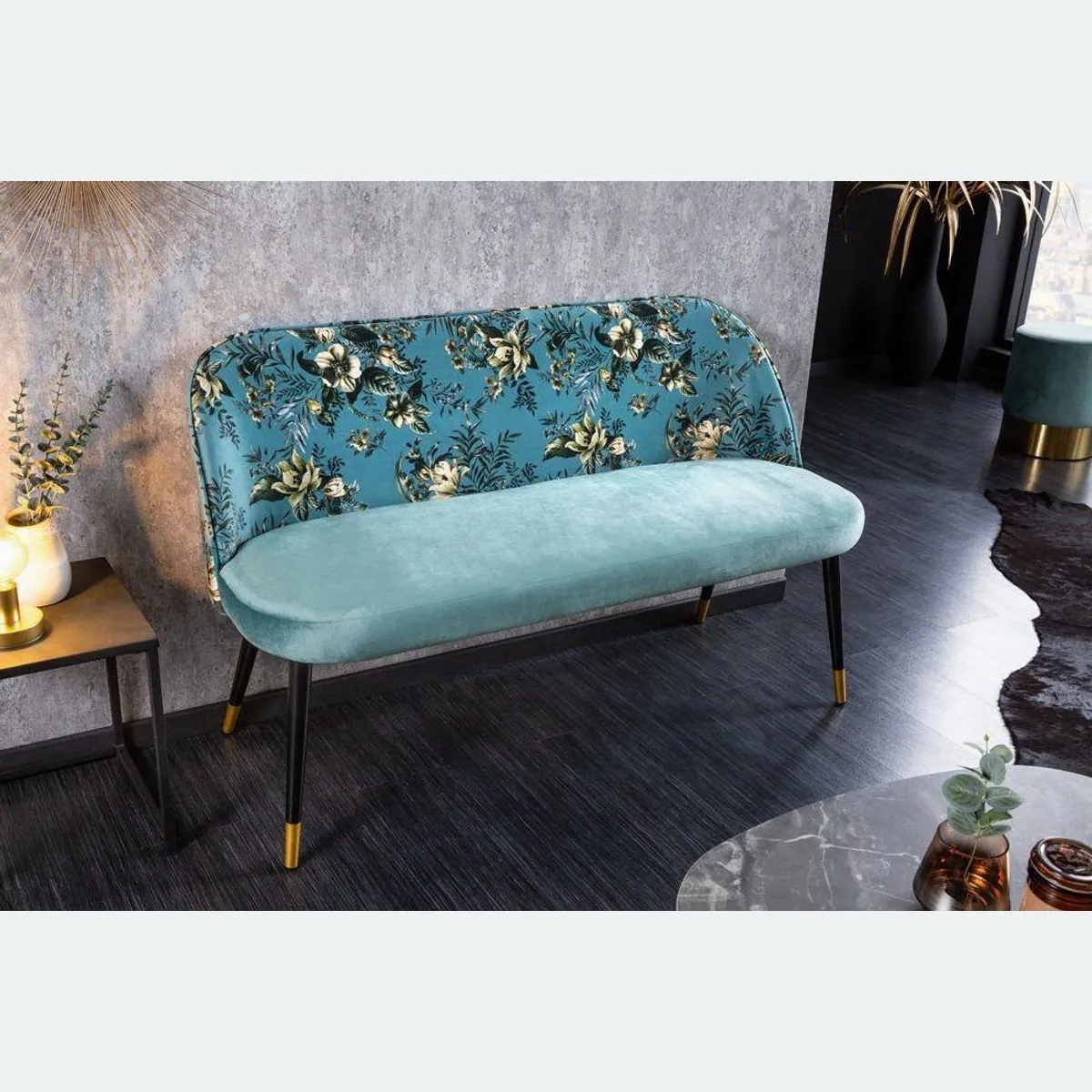 riess-ambiente Sitzbank PRÊT-À-PORTER, florales Design, hochwertiger Samt, elegante Metallbeine 2