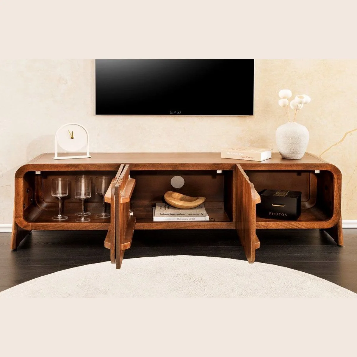 riess-ambiente TV-Board BRASIL 160 cm, Massivholz, elegantes Design, praktische Fächer 3