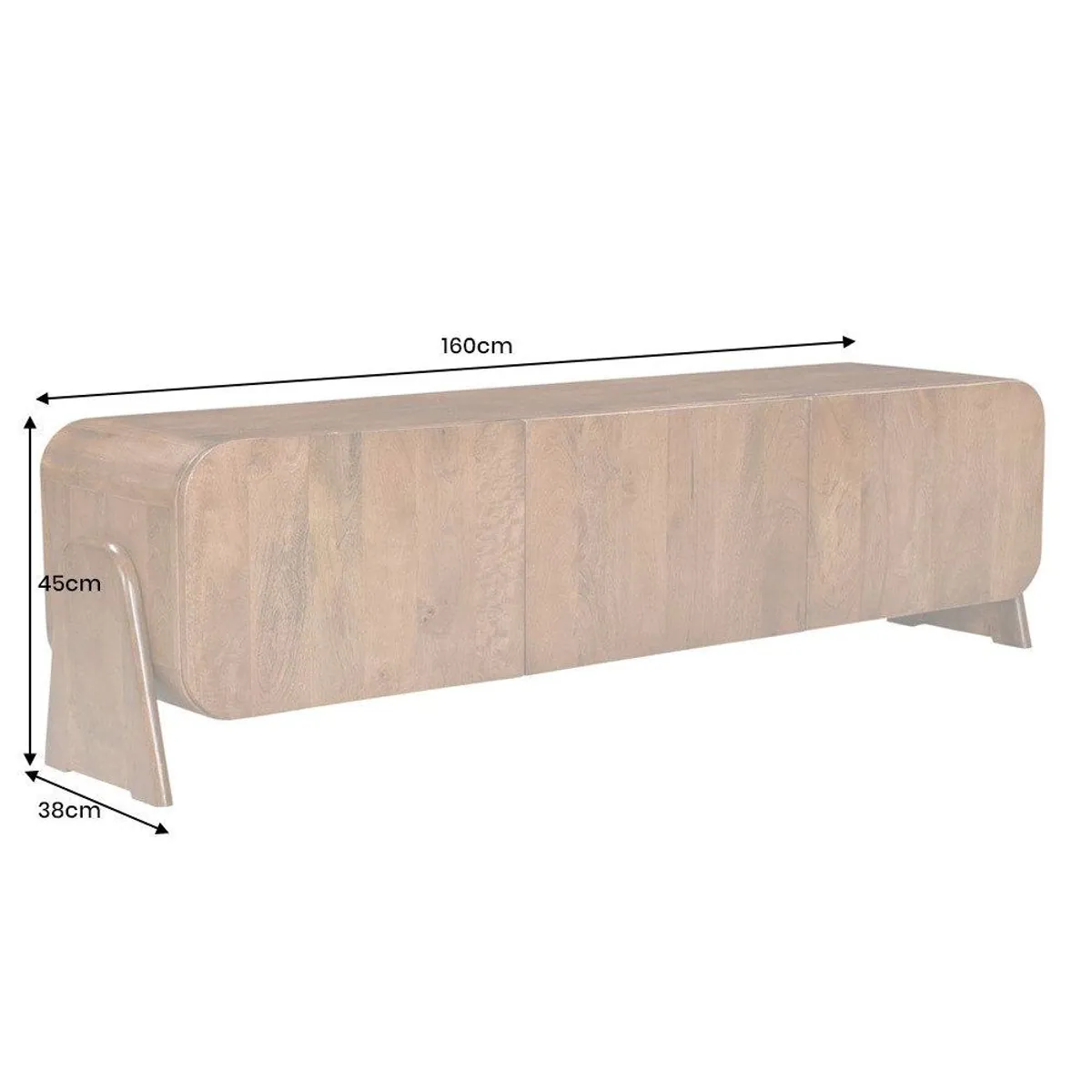 riess-ambiente TV-Board BRASIL 160 cm, Massivholz, elegantes Design, praktische Fächer 4