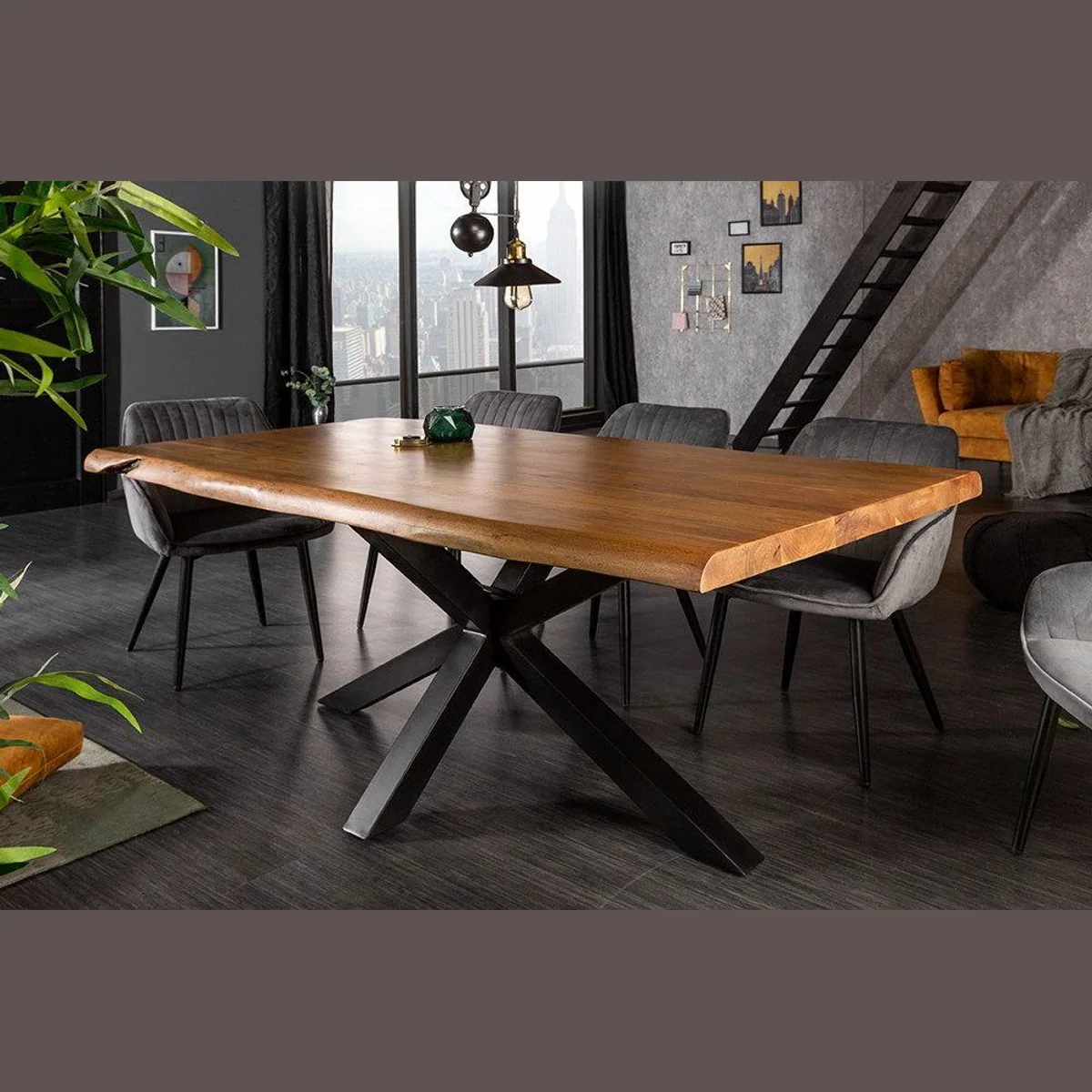 riess-ambiente Esstisch MAMMUT, Akazie massiv, industrielles Design, Platz für bis zu 8 Personen