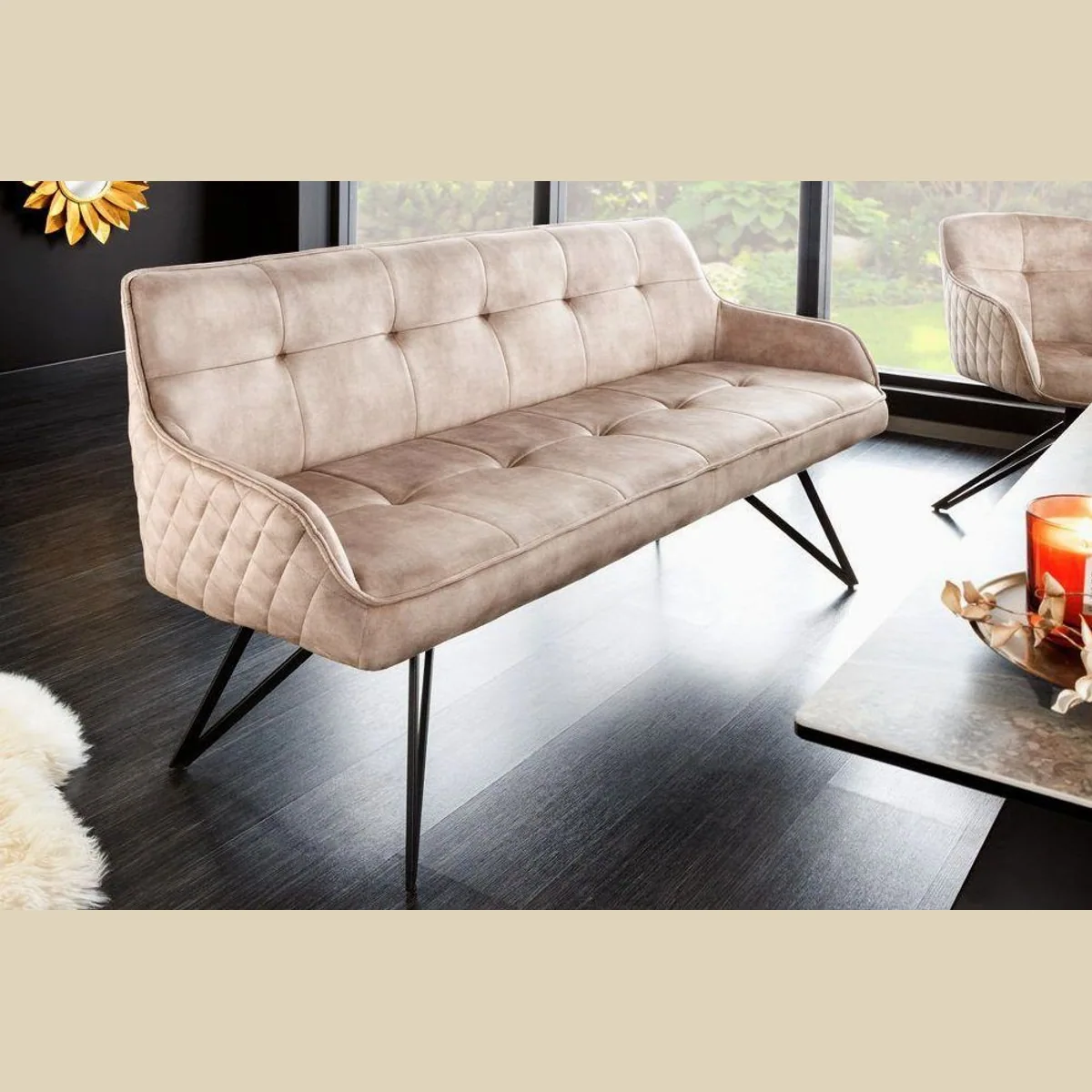 riess-ambiente Sitzbank EUPHORIA, edler Samtbezug, stilvolle Metallbeine, Retro-Design 2