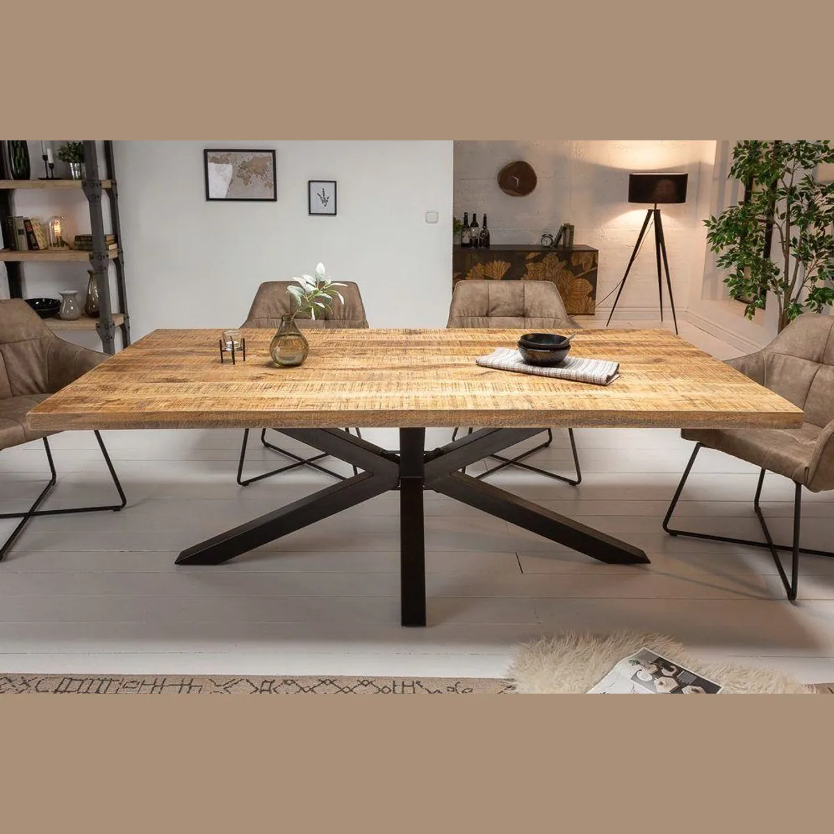 riess-ambiente Esstisch GALAXIE 160cm, Massivholz, futuristisches Metallgestell, für bis zu 6 Personen