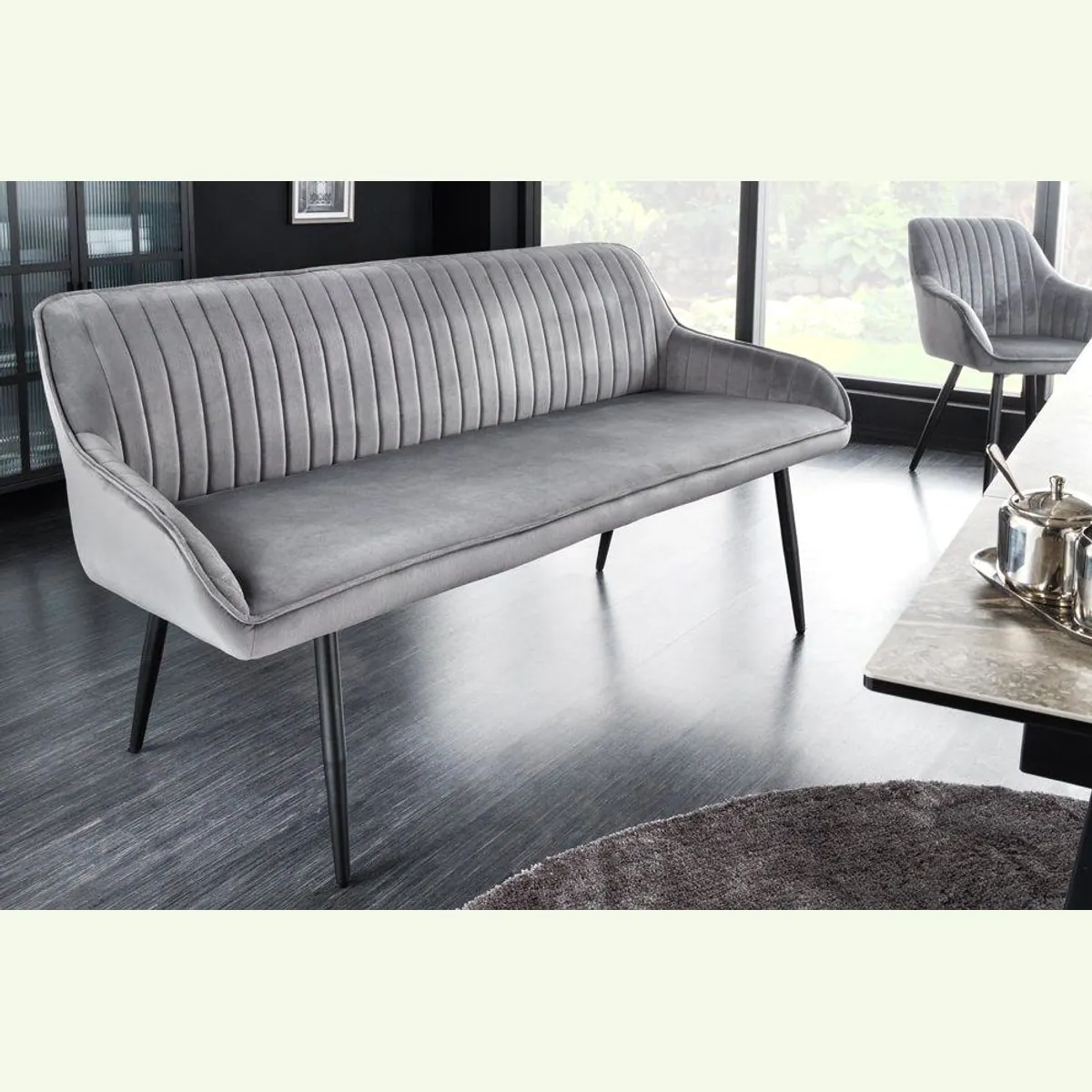 riess-ambiente Sitzbank TURIN 160cm, eleganter Samtbezug, stabile Metallbeine, komfortable Armlehnen