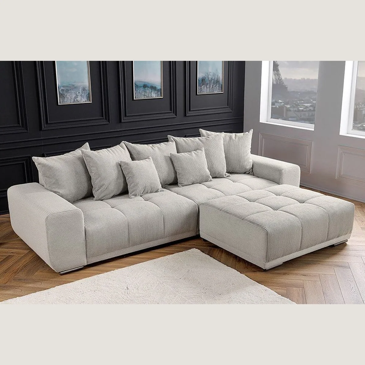 riess-ambiente XXL Sofa ELEGANCIA, elegantes Design, hoher Sitzkomfort, inklusive Kissen