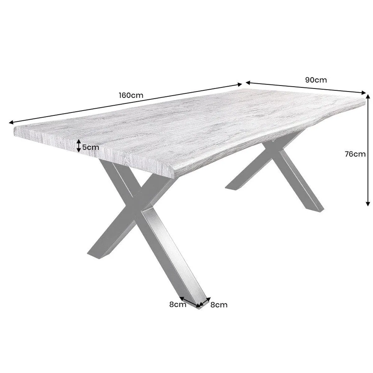 riess-ambiente Baumkantentisch WILD 160 cm, authentische Wildeichen-Optik, stabiler X-Gestell 2