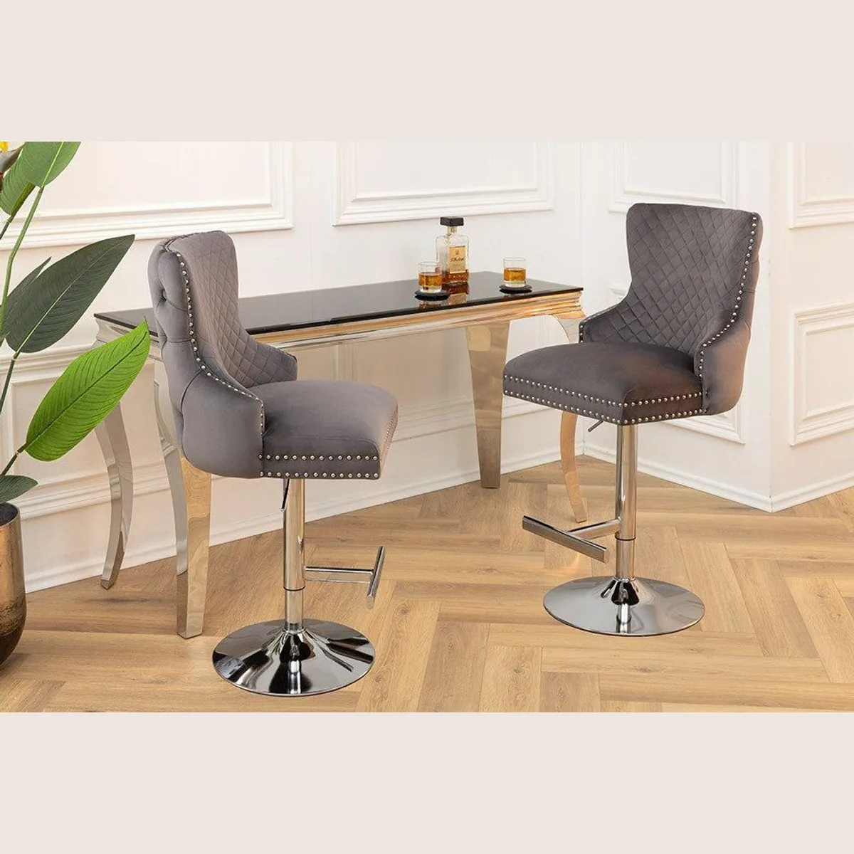 riess-ambiente Barhocker CASTLE DELUXE, eleganter Samtbezug, höhenverstellbar, stilvolles Edelstahlgestell 2