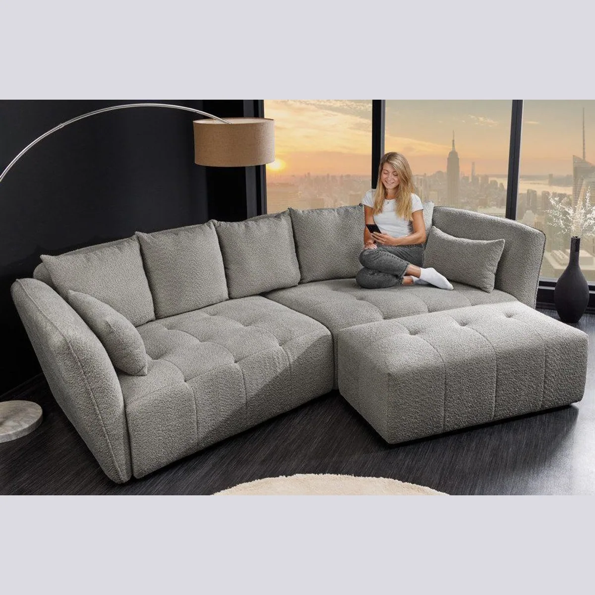 riess-ambiente Big Sofa ROYAL, Bouclé-Bezug, Nosagfederung, inklusive Kissen 3
