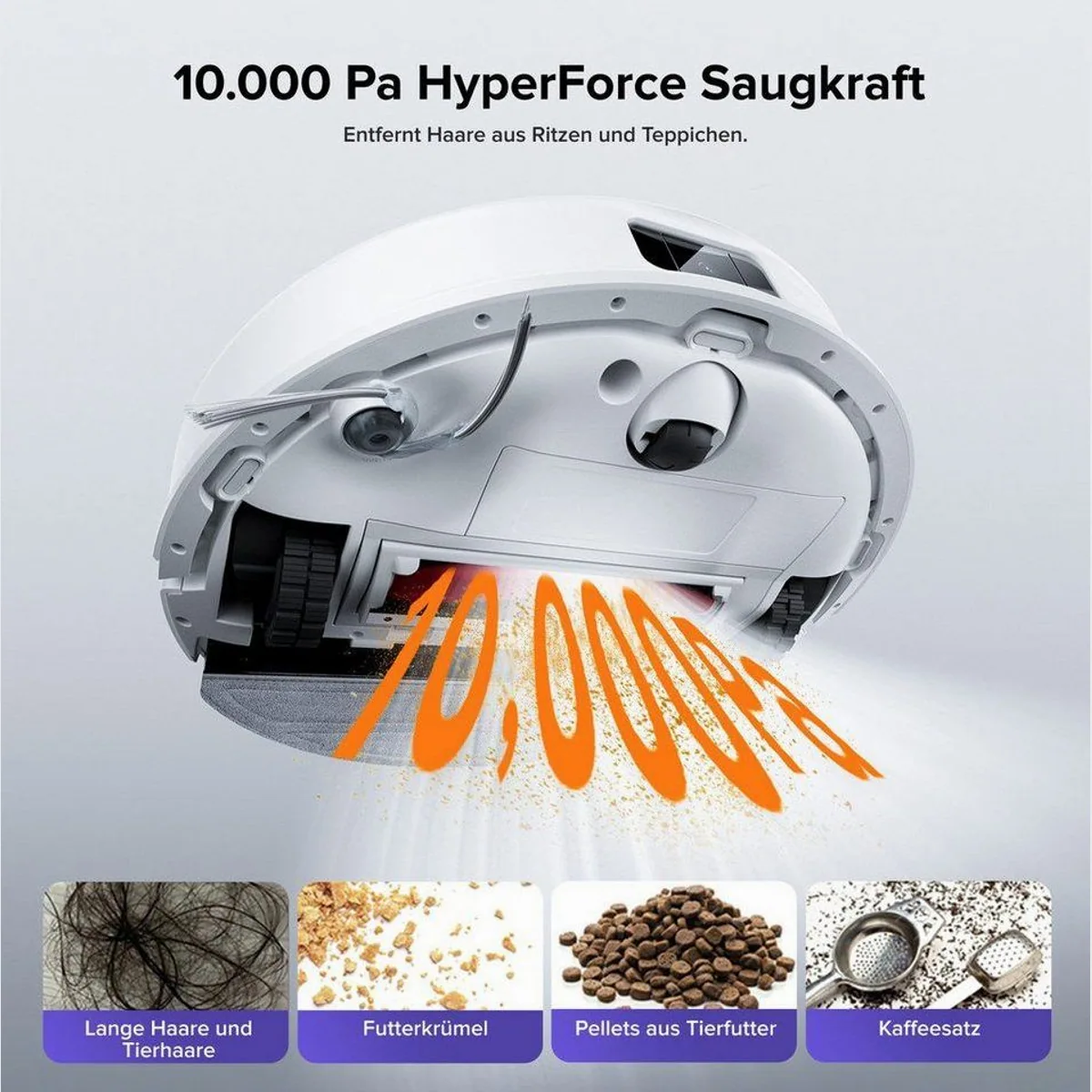 Roborock Q10 S5+ Saugroboter, 10.000 Pa Saugkraft, Wischfunktion — Selbstentleerung, Hindernisvermeidung, Teppichpflege 3
