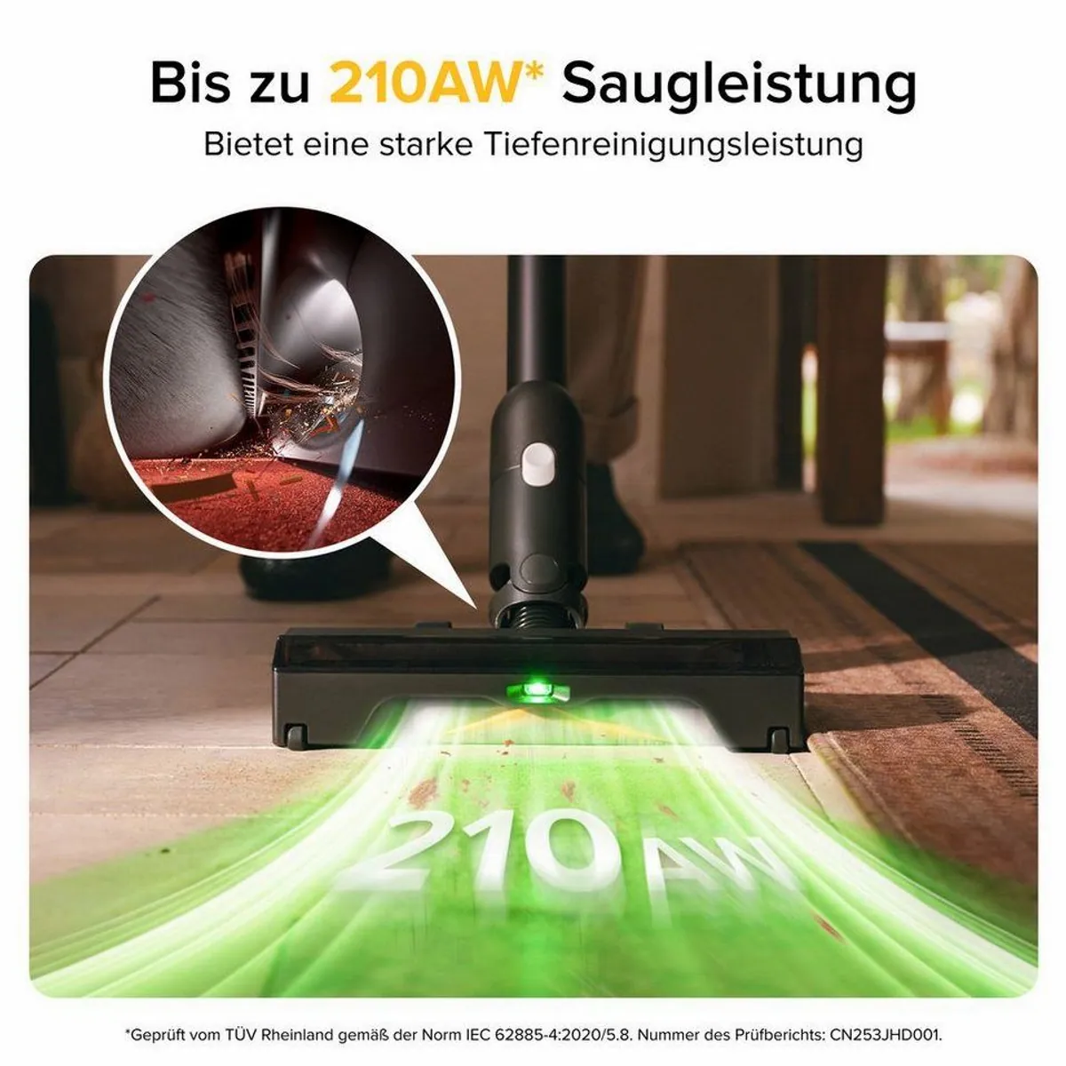 Roborock H60 Akku-Handstaubsauger, 210AW Saugleistung, 90 Min Laufzeit, flexibles Saugrohr 2