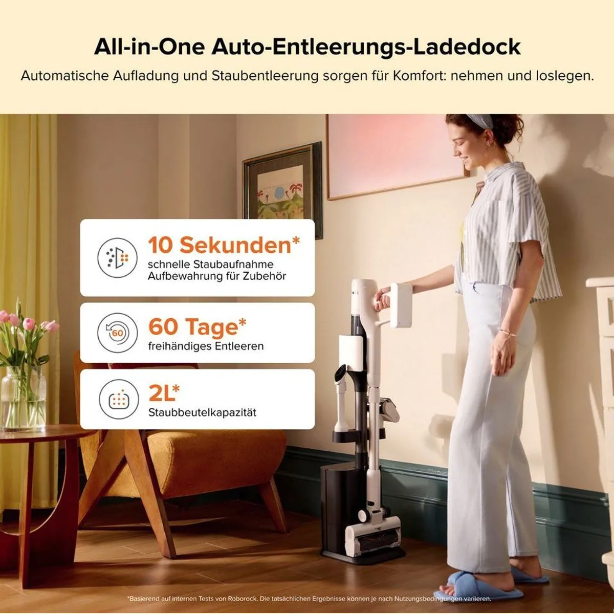 Roborock H60 Hub Akku-Handstaubsauger, 27000Pa Saugkraft, 60 Minuten Laufzeit 2