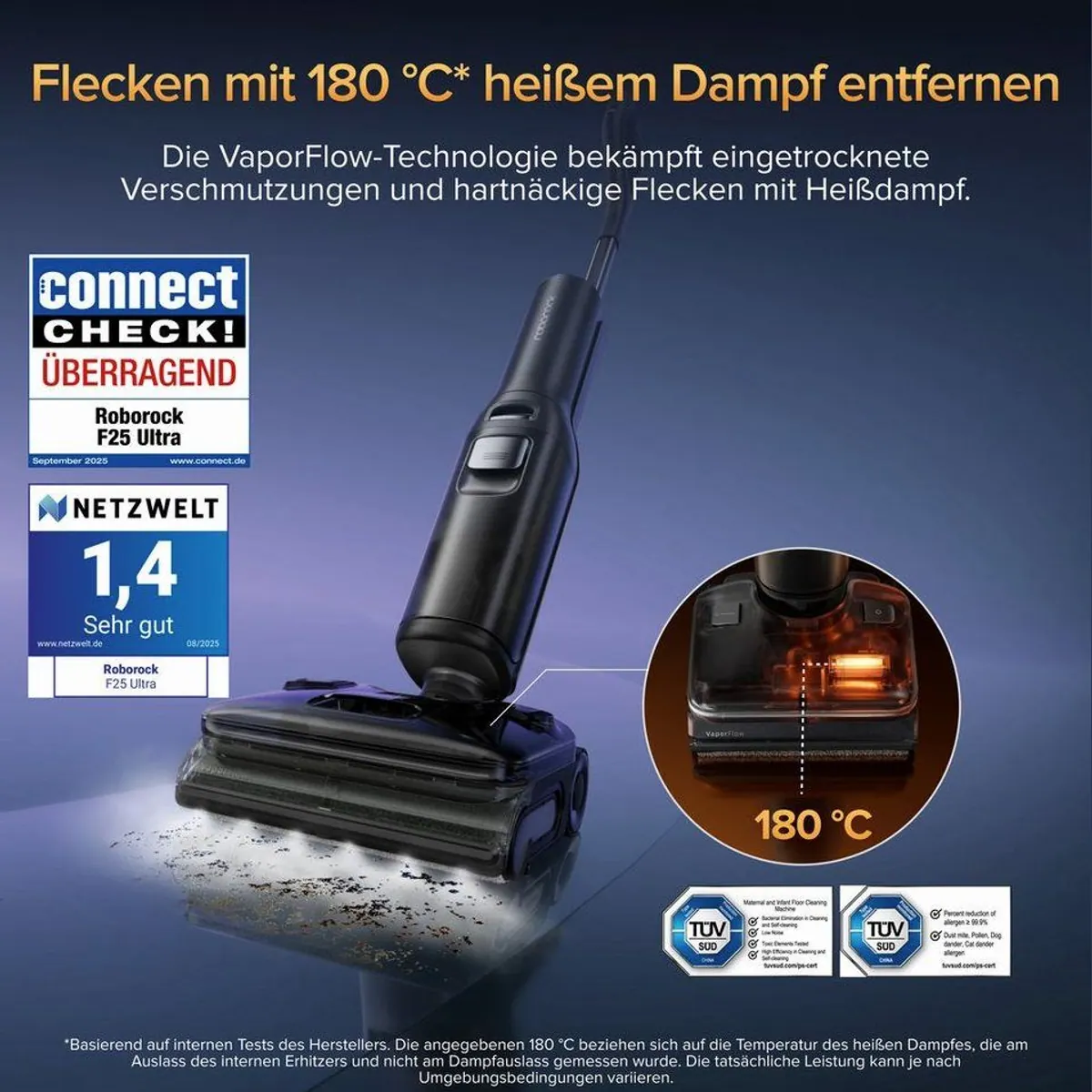 Roborock F25 Ultra Nass-Trocken-Sauger, 180 °C Dampfmopp, 22 kPa Saugkraft 5
