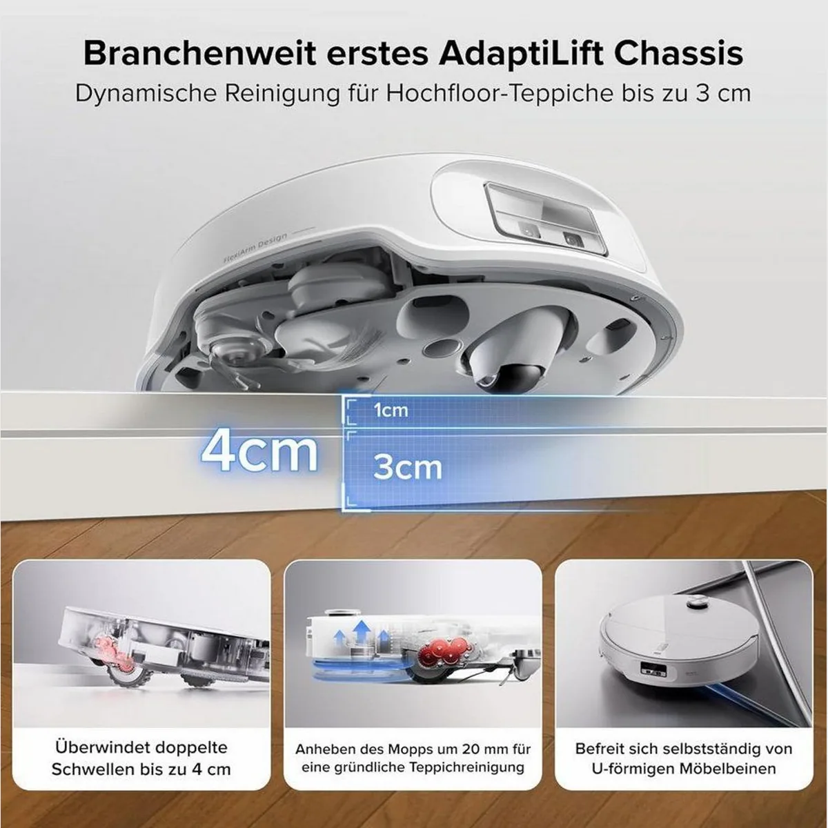 Roborock Qrevo Curv 2 Pro Saugroboter, starke Saugkraft, 100°C Heißwasser-Moppwäsche, flaches Design 3