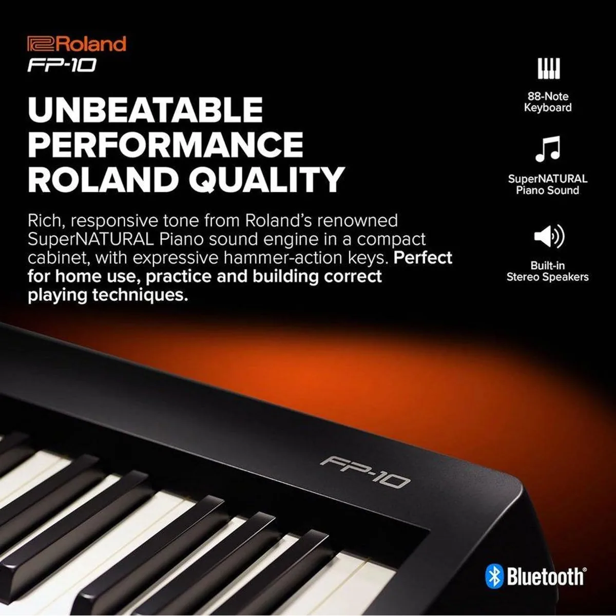Roland FP-10 Digital Piano, 88 Tasten, Bluetooth, PHA-4 Tastatur 4