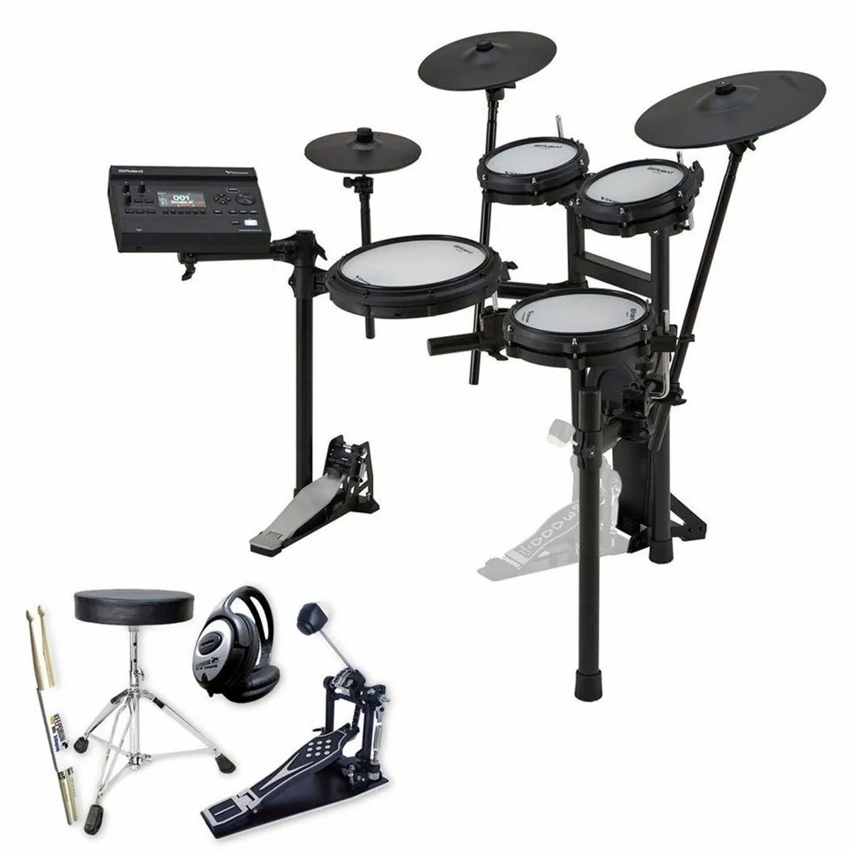 Roland E-Drum TD313, kompaktes V-Drums Kit, vielseitige Soundbibliothek, inklusive Zubehör
