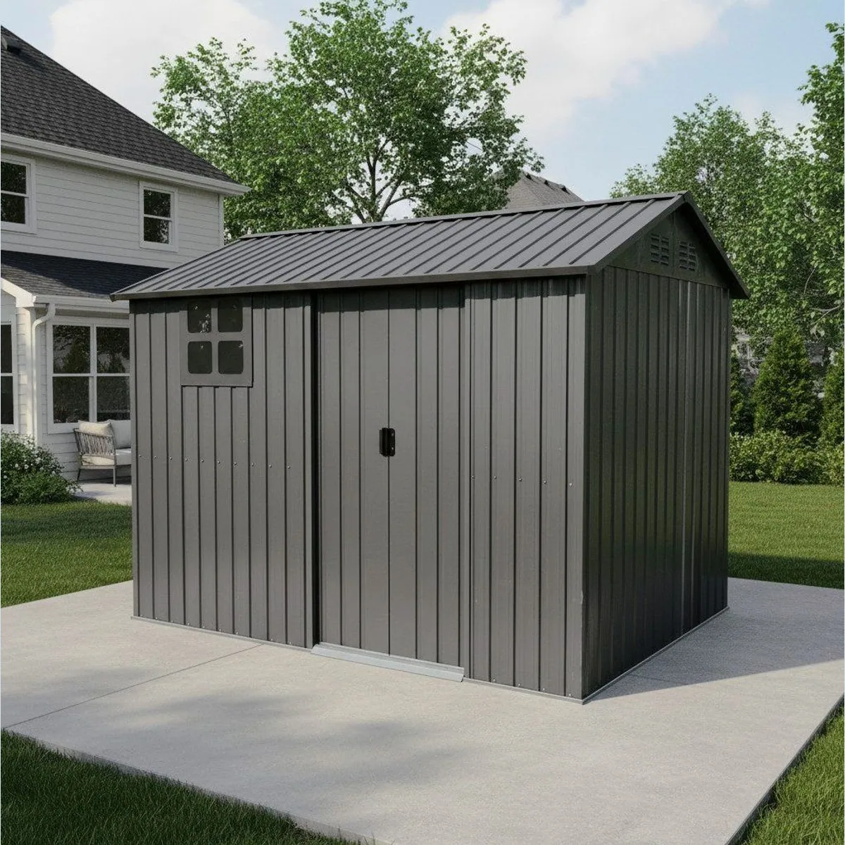 Rolipo Metall-Gartenhaus, rostbeständig, abschließbare Schiebetür, inkl. Fenster 3