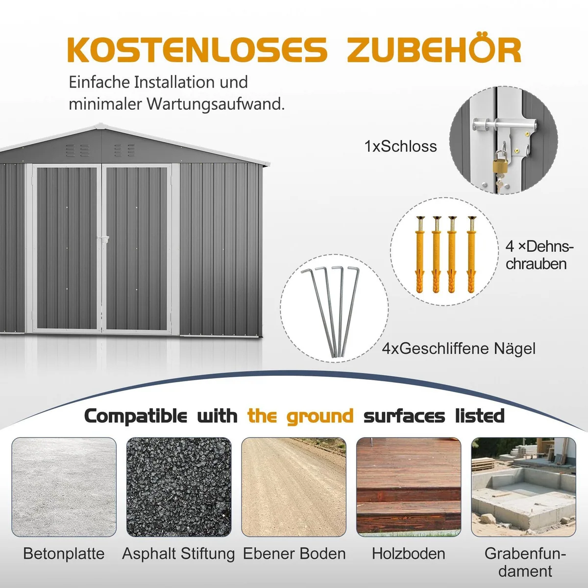 Rolipo Gerätehaus, witterungsbeständig, geräumig und rostfrei — ideal für Gartenutensilien 4