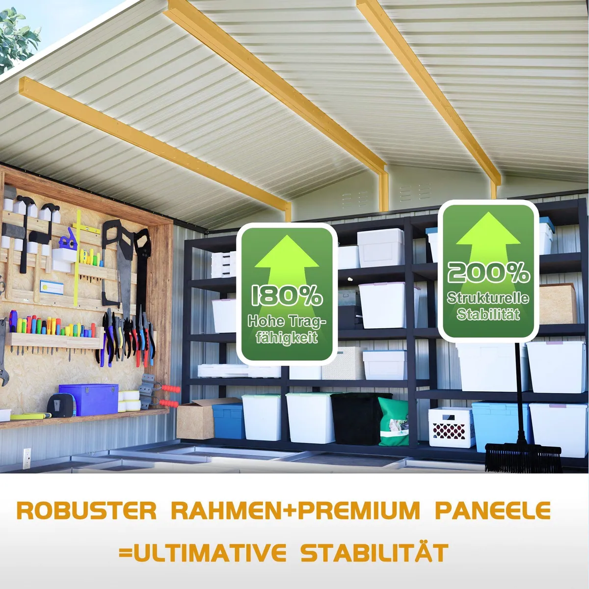 Rolipo Gerätehaus, witterungsbeständig, geräumig und rostfrei — ideal für Gartenutensilien 5