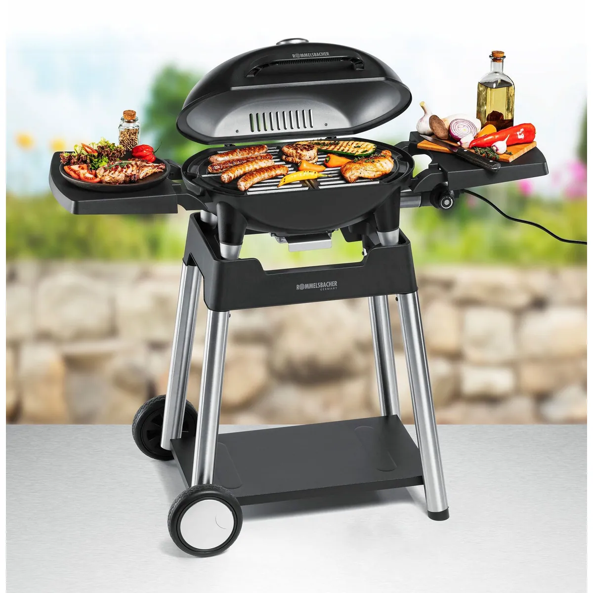 Rommelsbacher BBQ 4100/S Elektrogrill, 2200 W, mit Grillwagen 5