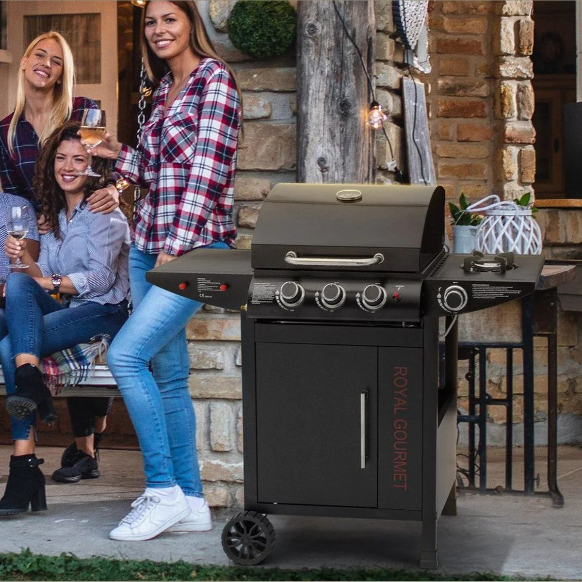 Royal Gourmet Gasgrill 3+1 Brenner, 11,5 kW Leistung, Rollwagen-Design 3
