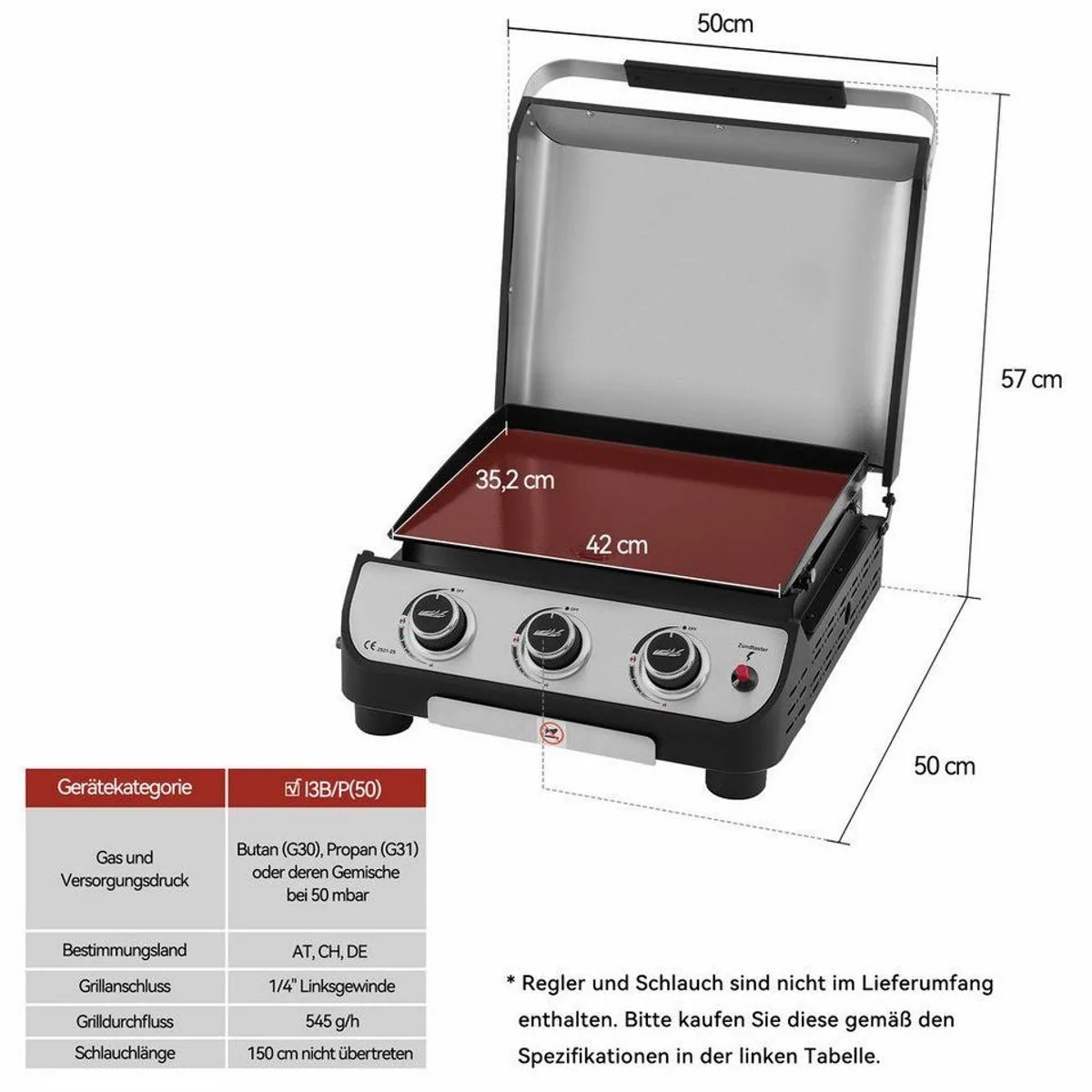 Royal Gourmet Gasgrill, 3 Brenner, 7,5 kW Leistung, abnehmbarer Fettbehälter 2