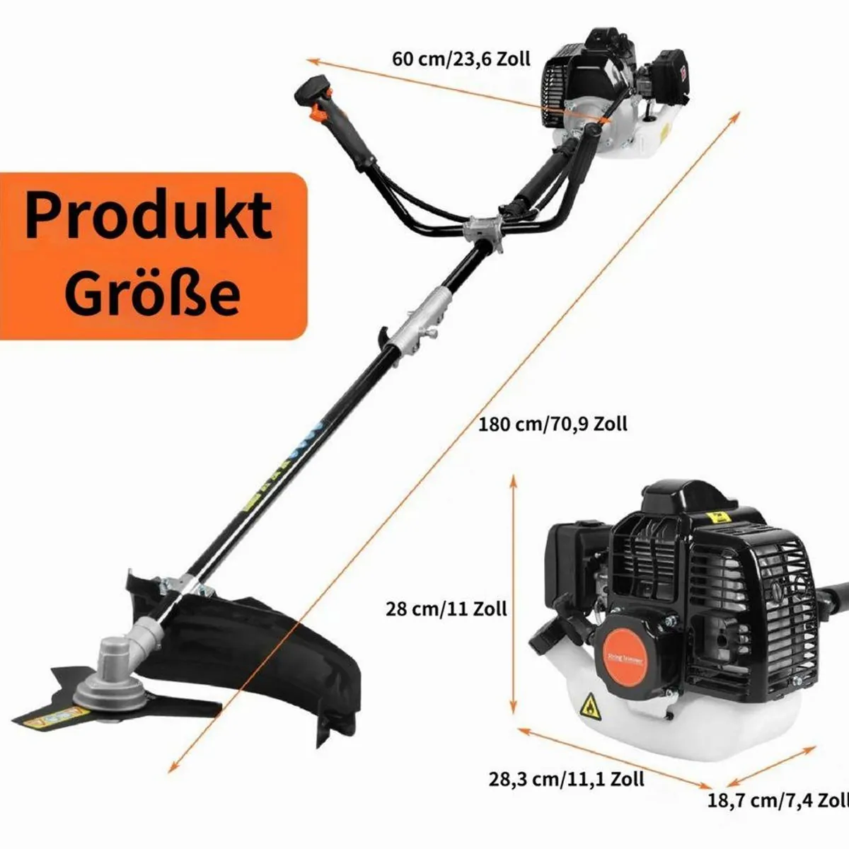 Rutaqian Benzin-Rasentrimmer 52CC, leistungsstark und leicht — 1,3 kW, 7000 U/min, ergonomischer Griff 2