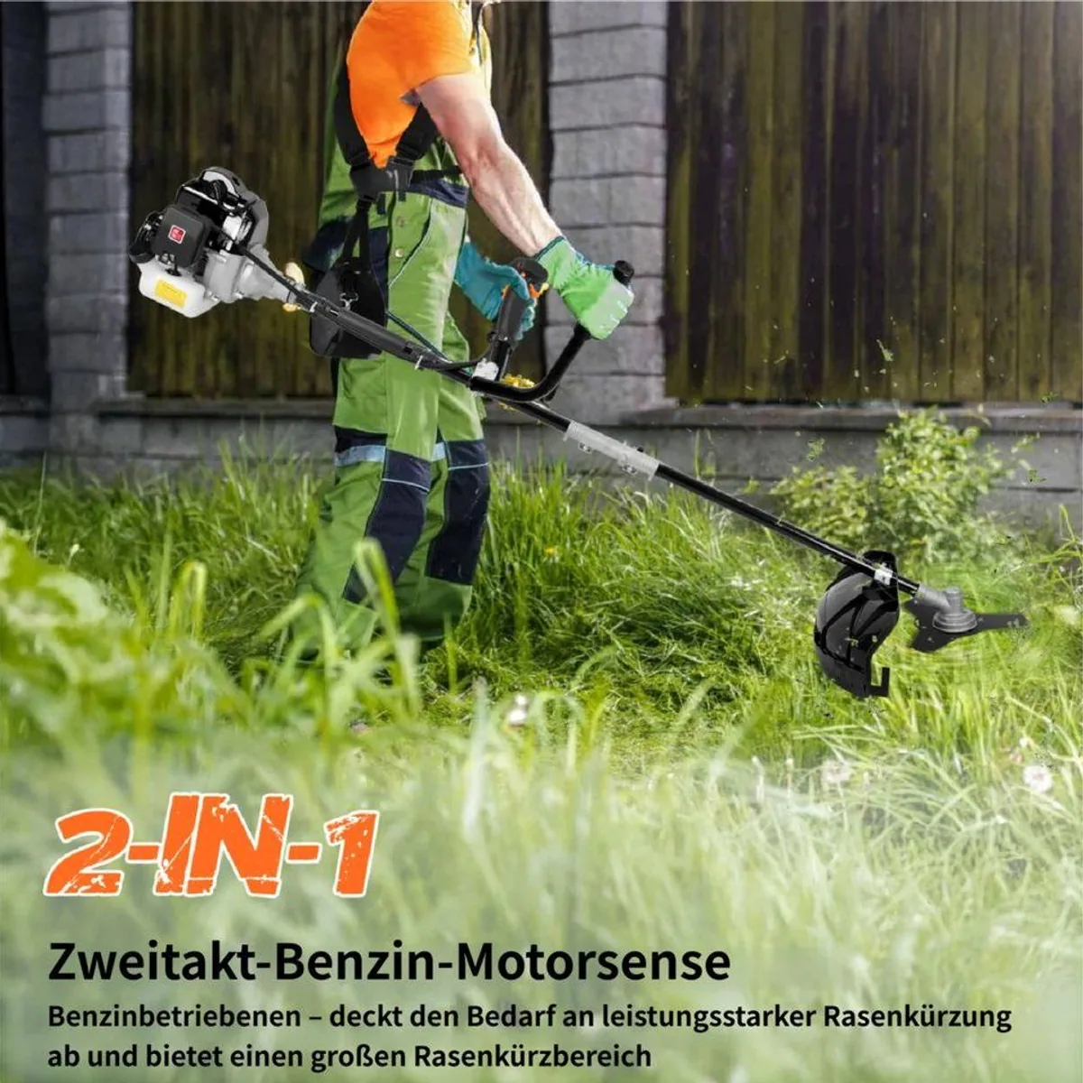 Rutaqian Benzin-Rasentrimmer 52CC, leistungsstark und leicht — 1,3 kW, 7000 U/min, ergonomischer Griff 3