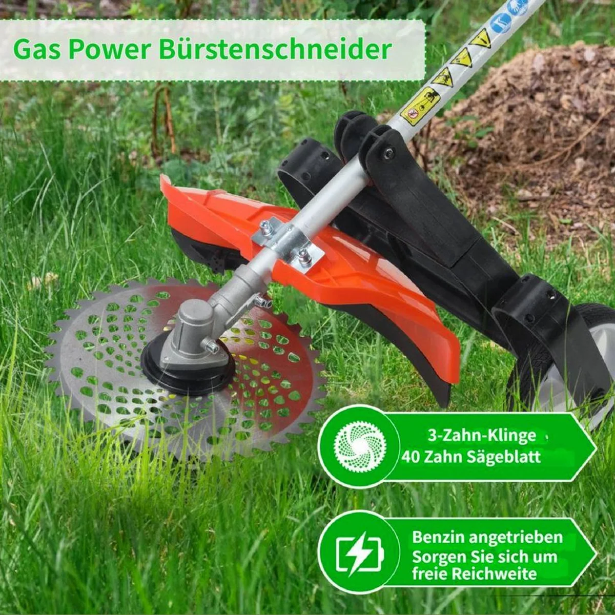 Rutaqian Benzin-Motorsense 8in1, vielseitig einsetzbar mit 52ccm Motor 4