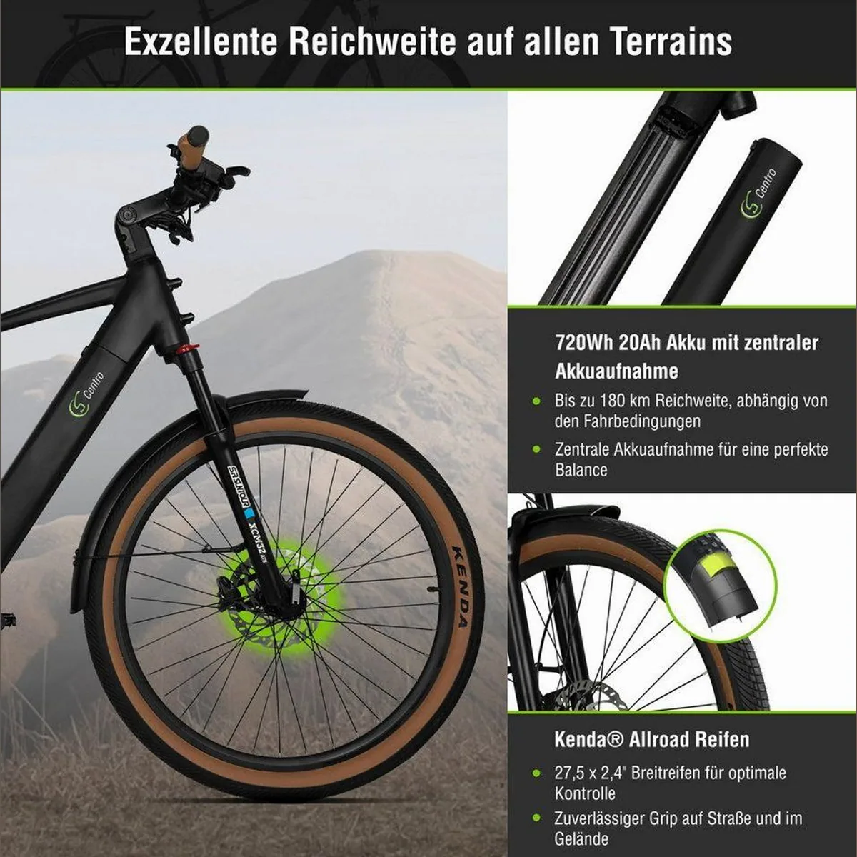 SachsenRAD S8R Centro E-Bike, Riemenantrieb, 720 Wh Akku, Mittelmotor — ideal für Gelände und Stadt 5