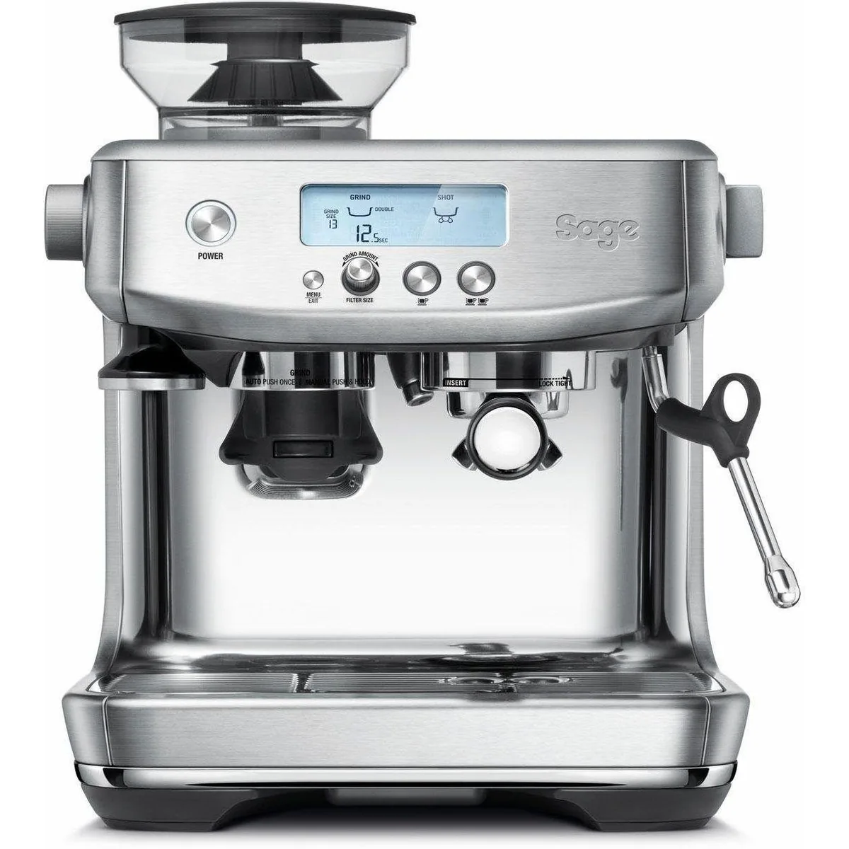 Sage The Barista Pro SES878BSS4EEU1, gebürstetes Edelstahl, integriertes Kegelmahlwerk, PID-Regler