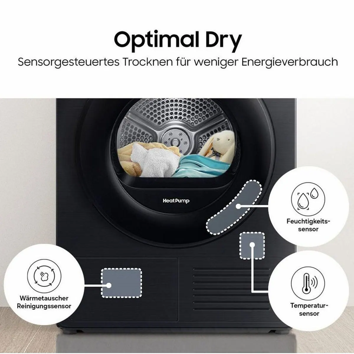 Samsung DV9D5-CW Wärmepumpentrockner, Optimal Dry - Intelligente Sensorsteuerung 3
