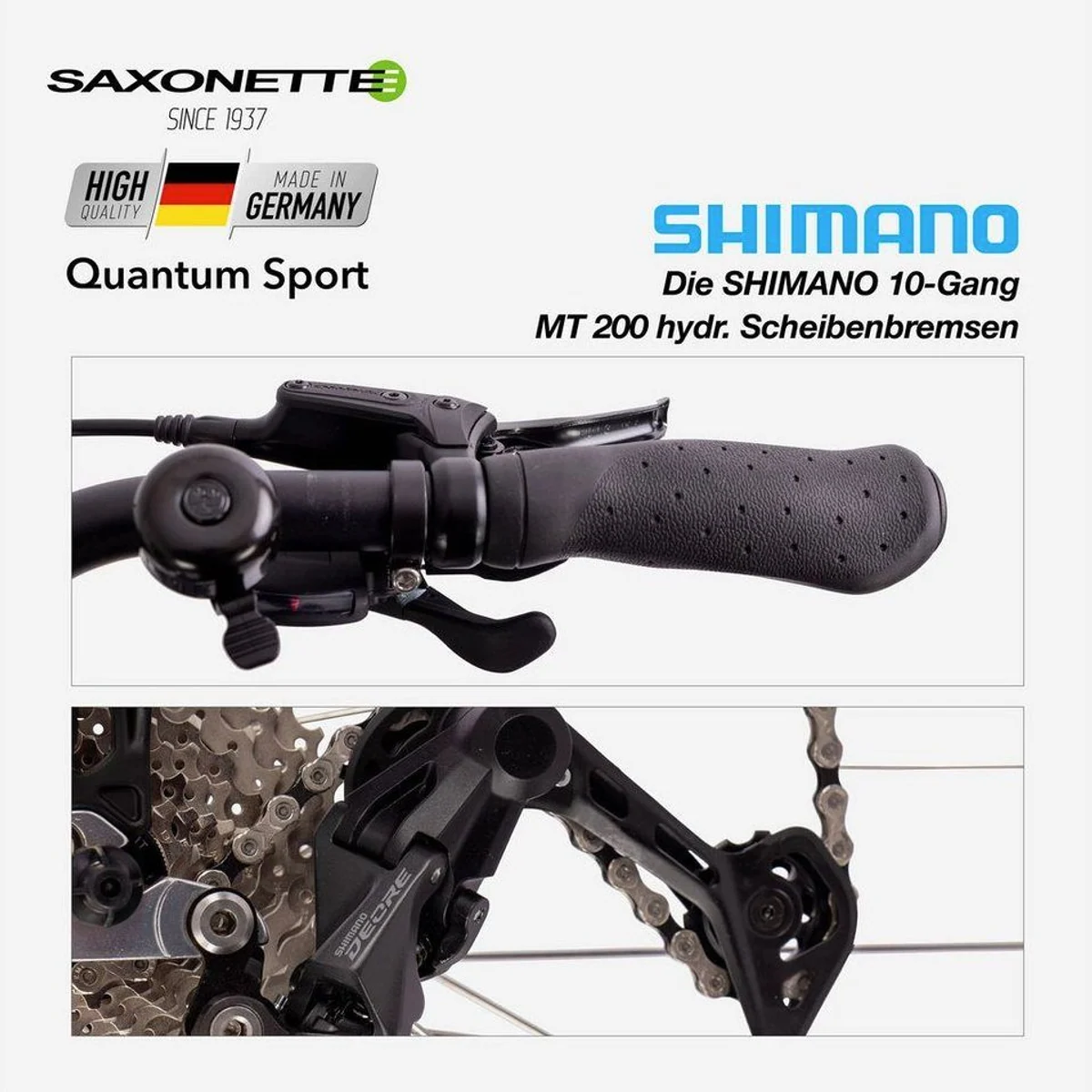 SAXONETTE Quantum Sport E-Bike, 250 W Mittelmotor, 540 Wh Akku, 10 Gang Shimano 5