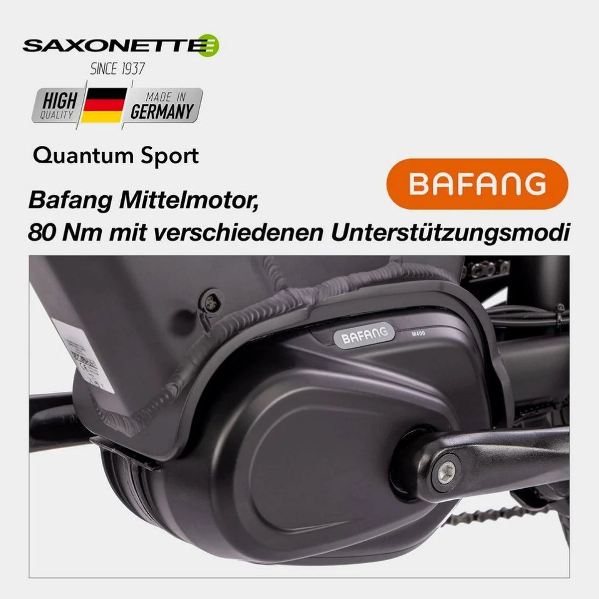 SAXONETTE Quantum Sport E-Bike, 250 W Mittelmotor, 540 Wh Akku, Shimano 10 Gang 4