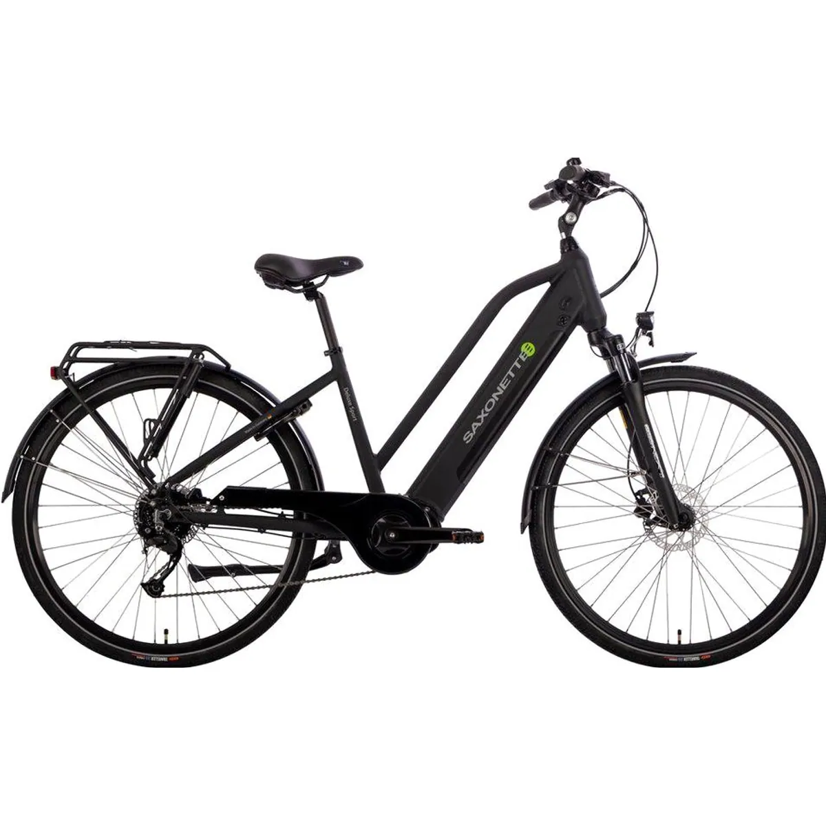 SAXONETTE E-Bike Trekkingrad Deluxe Sport, 9-Gang Shimano Alivio, Mittelmotor, 418 Wh