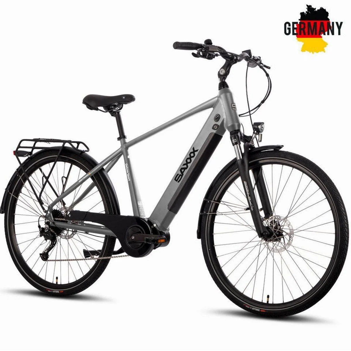 SAXXX E-Bike Cityrad 28 Zoll, 100km Reichweite, 70Nm Mittelmotor, 9-Gang Shimano