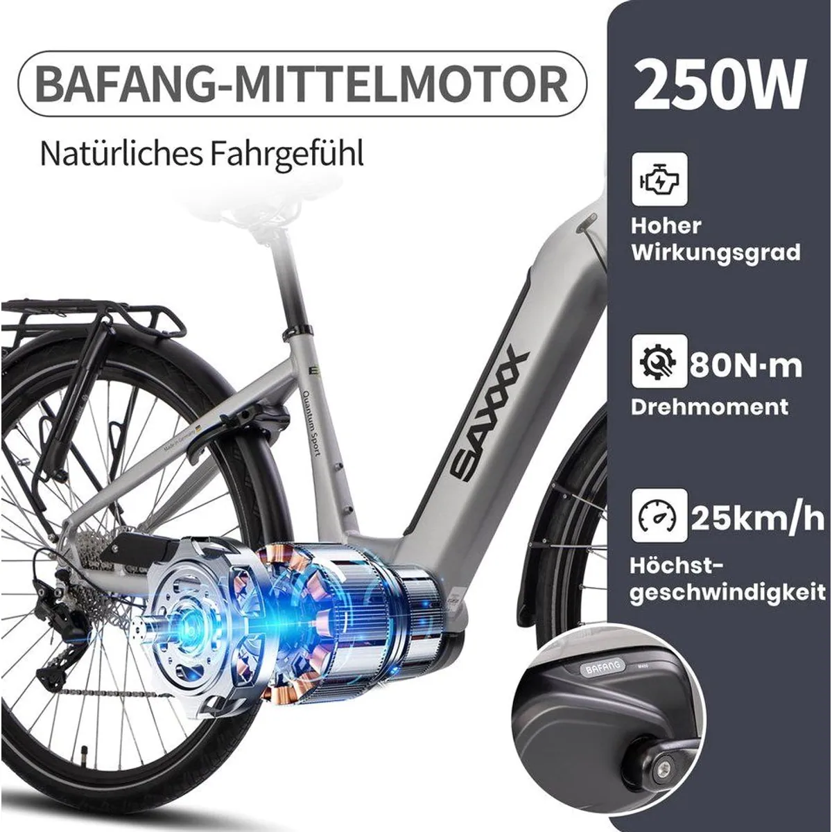 SAXXX E-Bike Trekkingrad 28 Zoll, 100 km Reichweite, hydraulische Scheibenbremsen 2