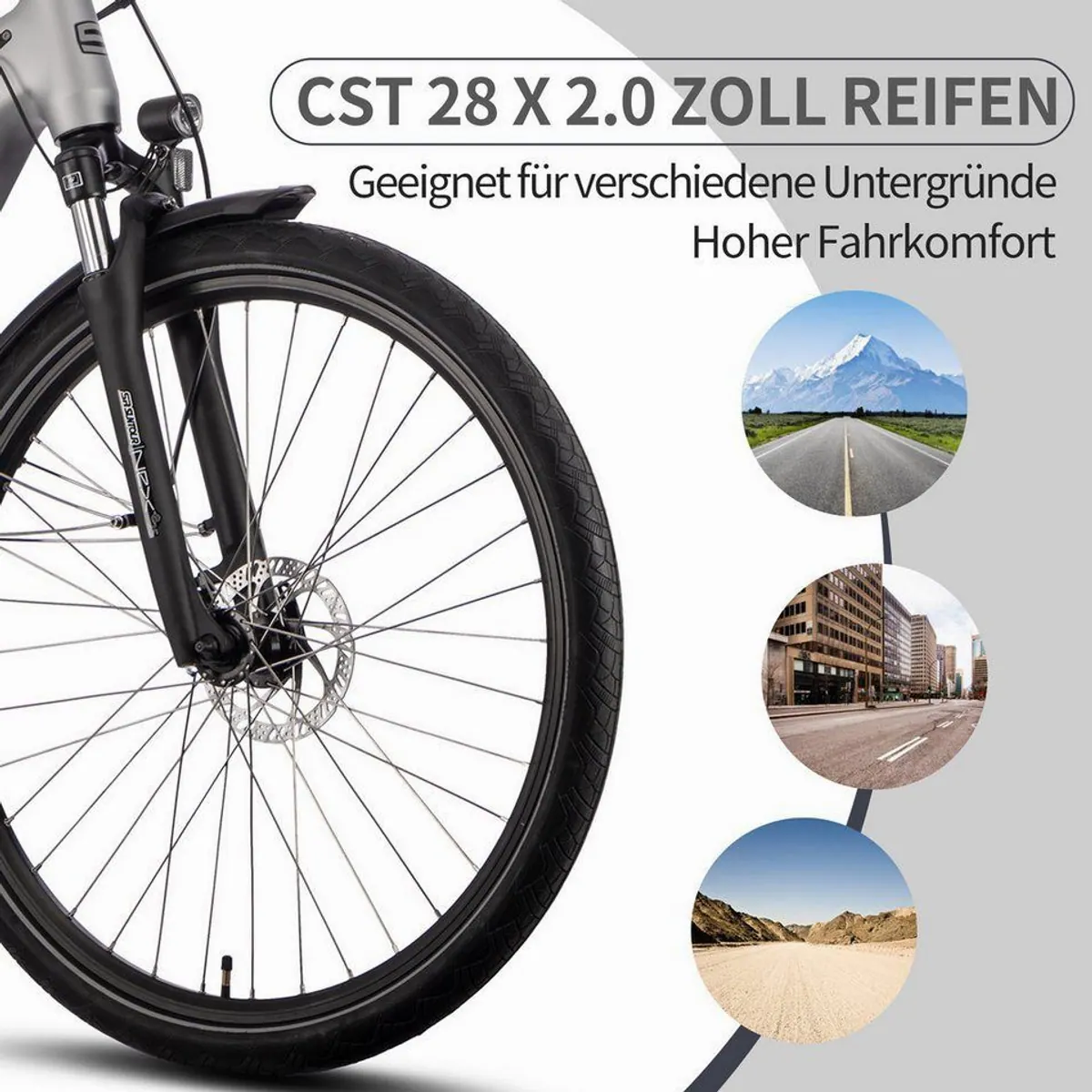SAXXX E-Bike Trekkingrad 28 Zoll, 100 km Reichweite, hydraulische Scheibenbremsen 5