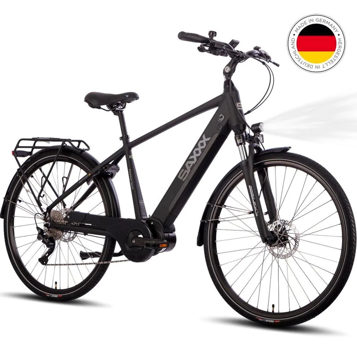 SAXXX E-Bike Trekkingrad 28 Zoll, leistungsstarker Mittelmotor, 10 Gang SHIMANO Deore — komfortabel und vielseitig