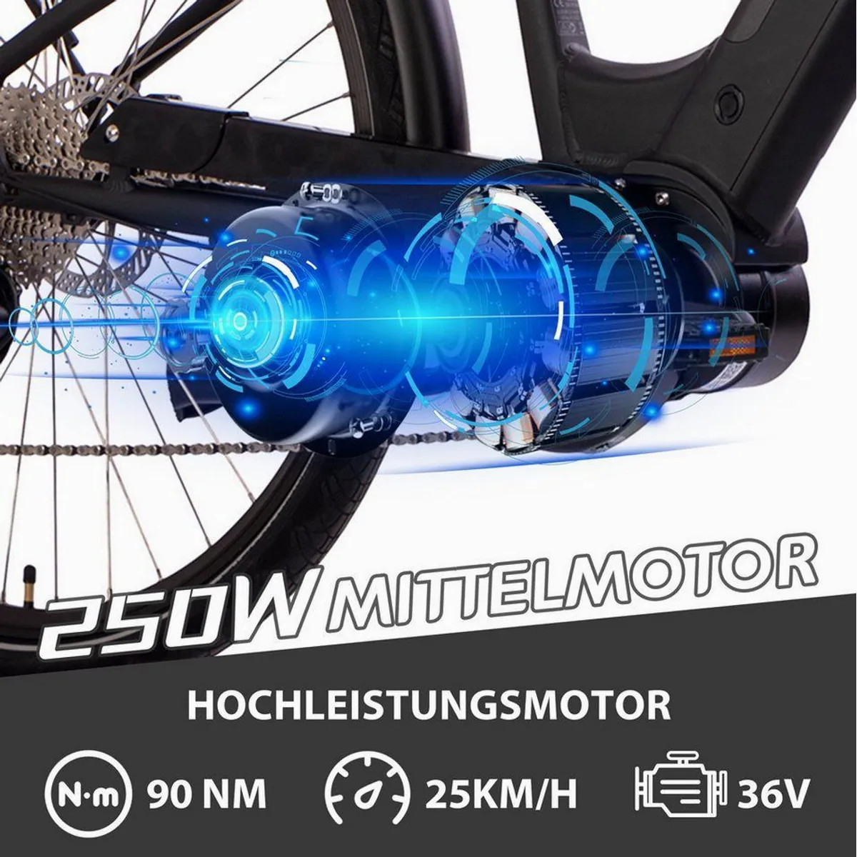 SAXXX E-Bike Trekkingrad 28 Zoll, leistungsstarker Mittelmotor, 10 Gang SHIMANO Deore — komfortabel und vielseitig 2
